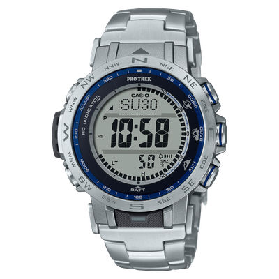 Pre-owned Casio Pro Treck Prw-31yt-7jf Radio Solar Titanium Band Sapphire Crystal Watch