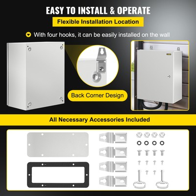 VEVOR Steel Electrical Box Electrical Enclosure Box 20x16x10'' Carbon Steel IP65