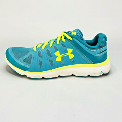 Under Armour Micro G Pulse II Sz 10 USW Turquoise Neon Yellow Running Athletic