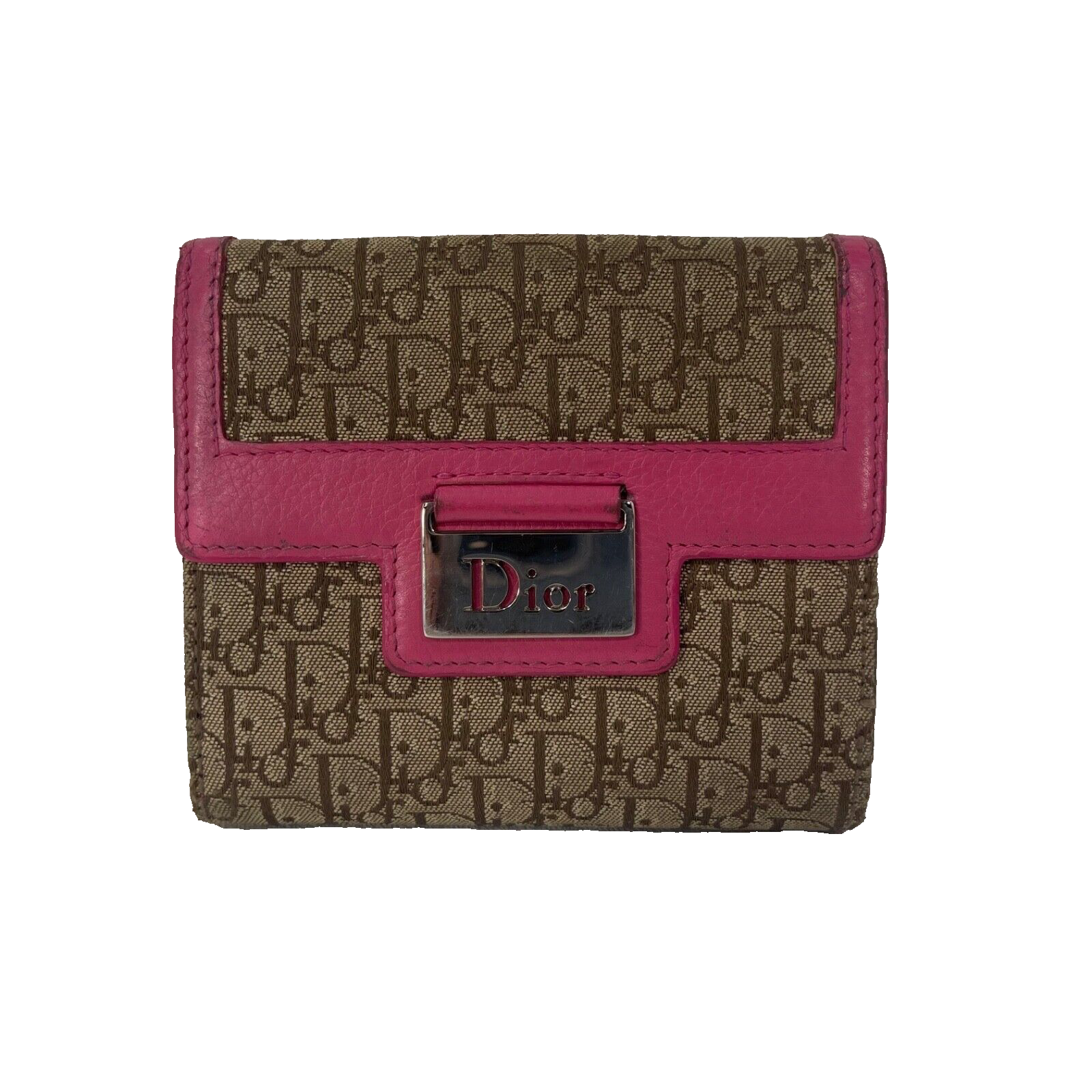 良品✨Christian Dior Trotter Bifold Wallet Christian Dior Street Chic Trotter Pink Leather Accents