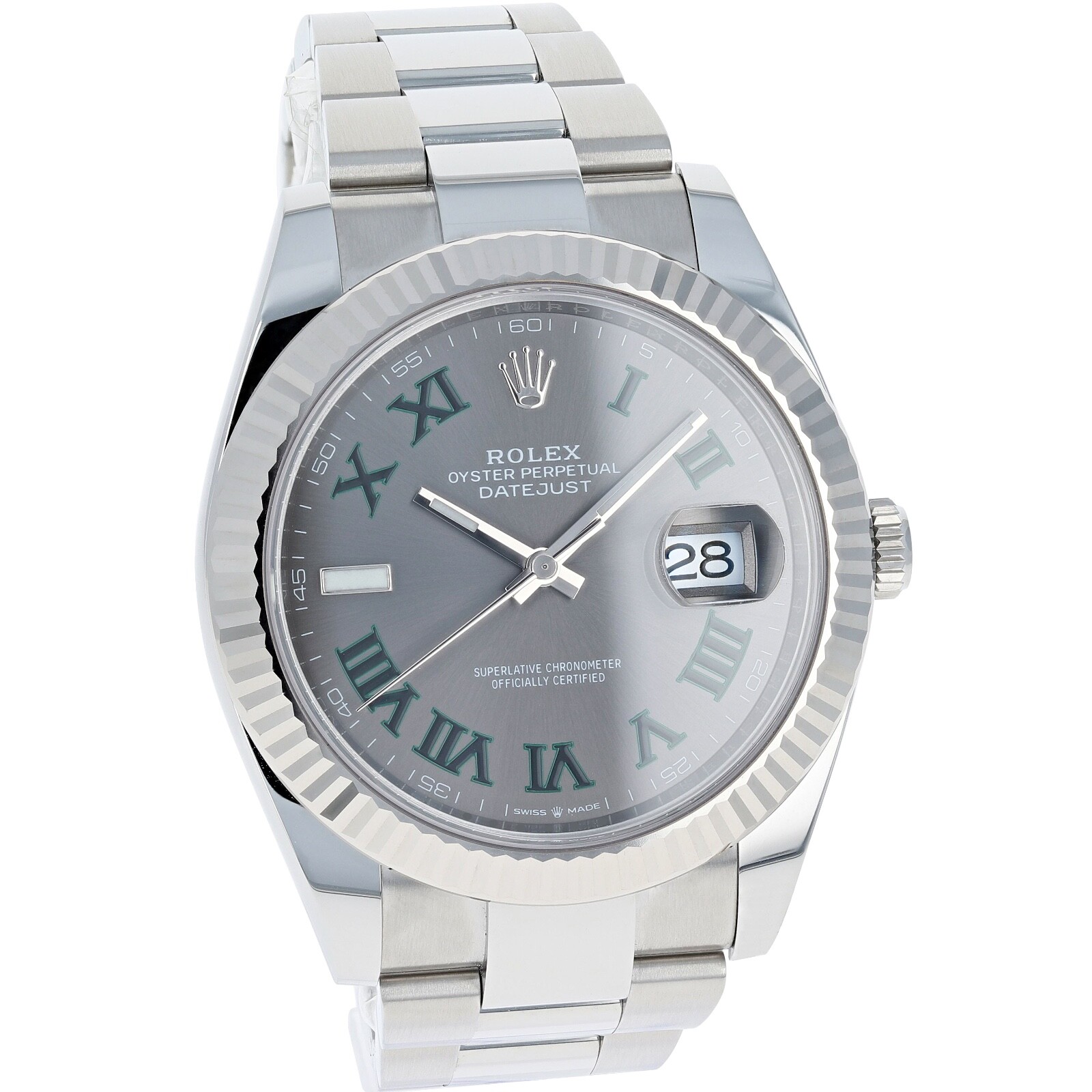 Pre-owned Rolex Datejust 41 Mm 126334 Wimbledon Unworn 2024 Slate Roman Oyster