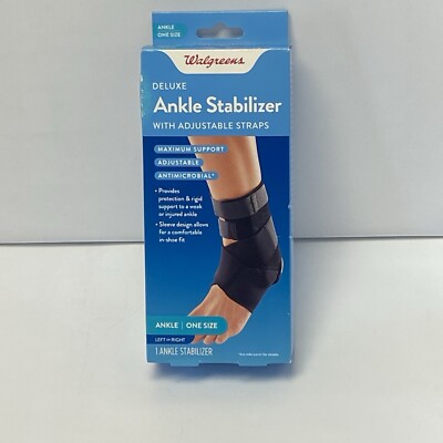 Ankle Stabilizer One Size Black. Adjustable With Straps Anti Microbial.
