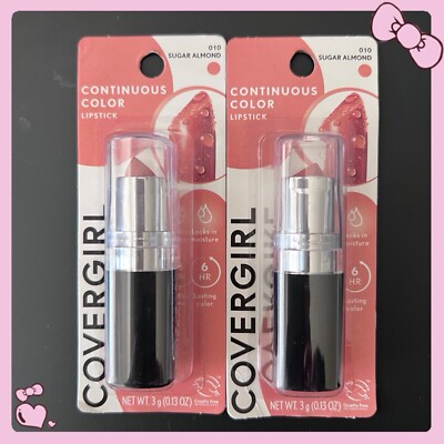 2X Covergirl Continuous Color Lipstick #010 Sugar Almond Vintage - 2 Lot