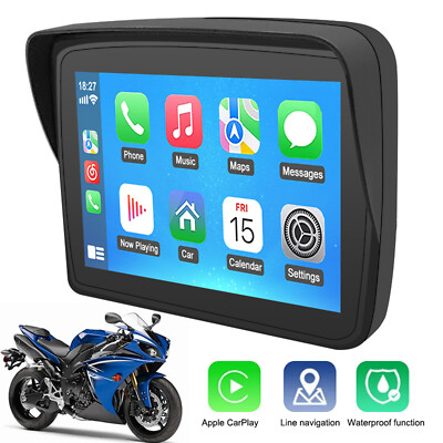 5'' Waterproof Motorcycle Navigator Portable Wireless CarPlay Android Auto Screen