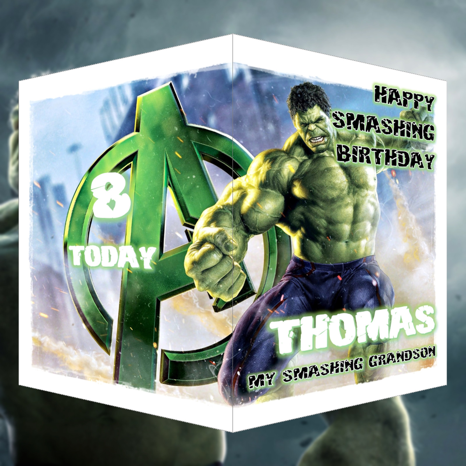 Hulk Avengers PERSONALISED Birthday Card Name Any NAME, AGE or With Avengers Birthday Card Template