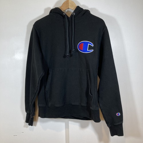 Champion Men's Big C Chain Stitch Reverse Weave Hoodie Sweatshirt Black  Small | eBay