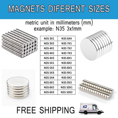 Super Strong N35 N52 Round Disc Neodymium Mini Fridge Magnets Rare Earth New