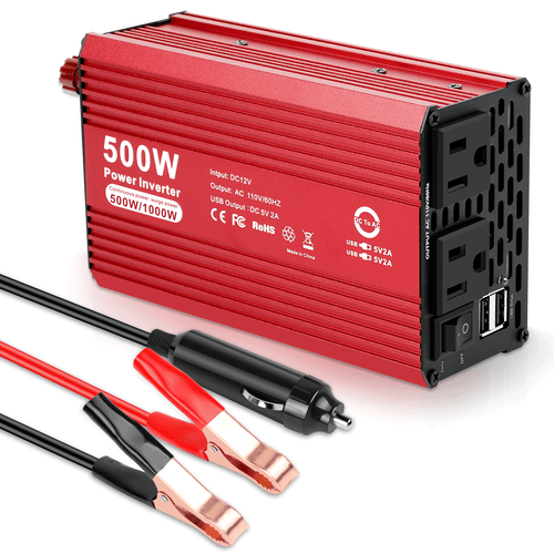 Car Vehicle Power Inverter 1000W Peak DC 12V to AC 110V 120V Converter 2 AC USB