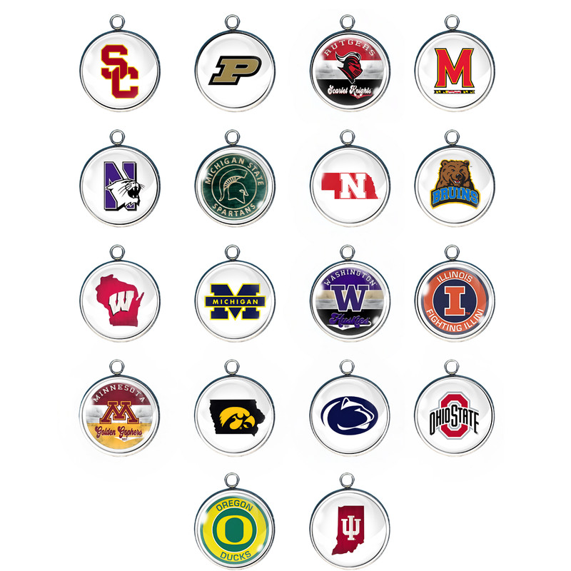 College Big 10 Conference Glass Cabochon Charms