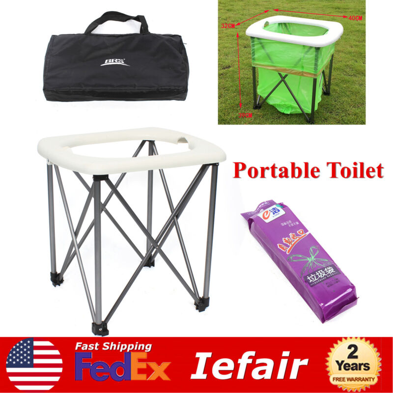 Outdoor Travel Folding Camp Toilet Emergency Portable Toilet Commode Seat & Bags