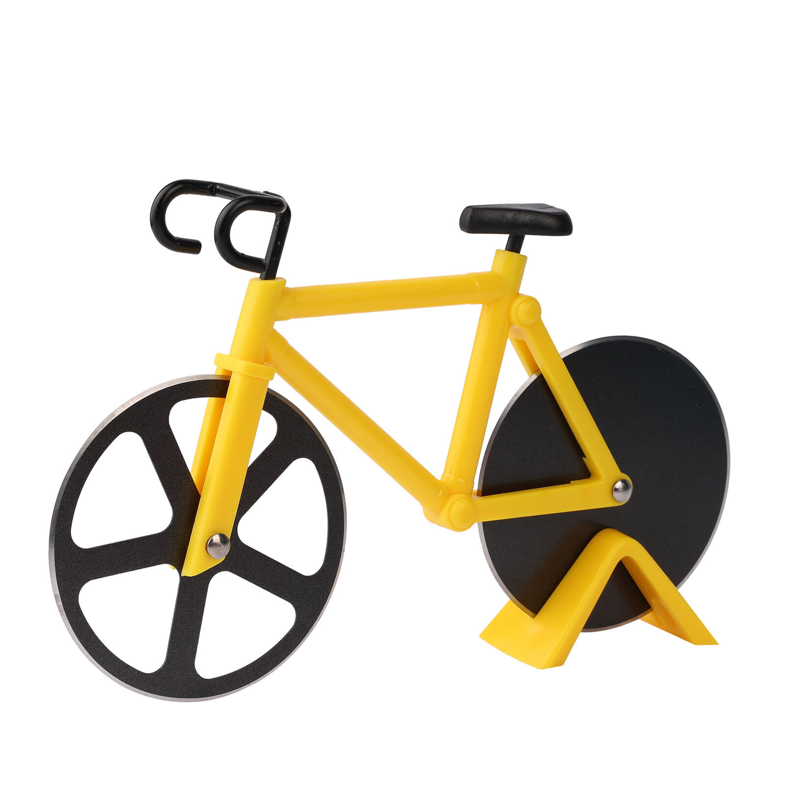 Bicycle Pizza Cutter Non-stick Dual Stainless Steel Pizza Cutter Wheels w/ Stand