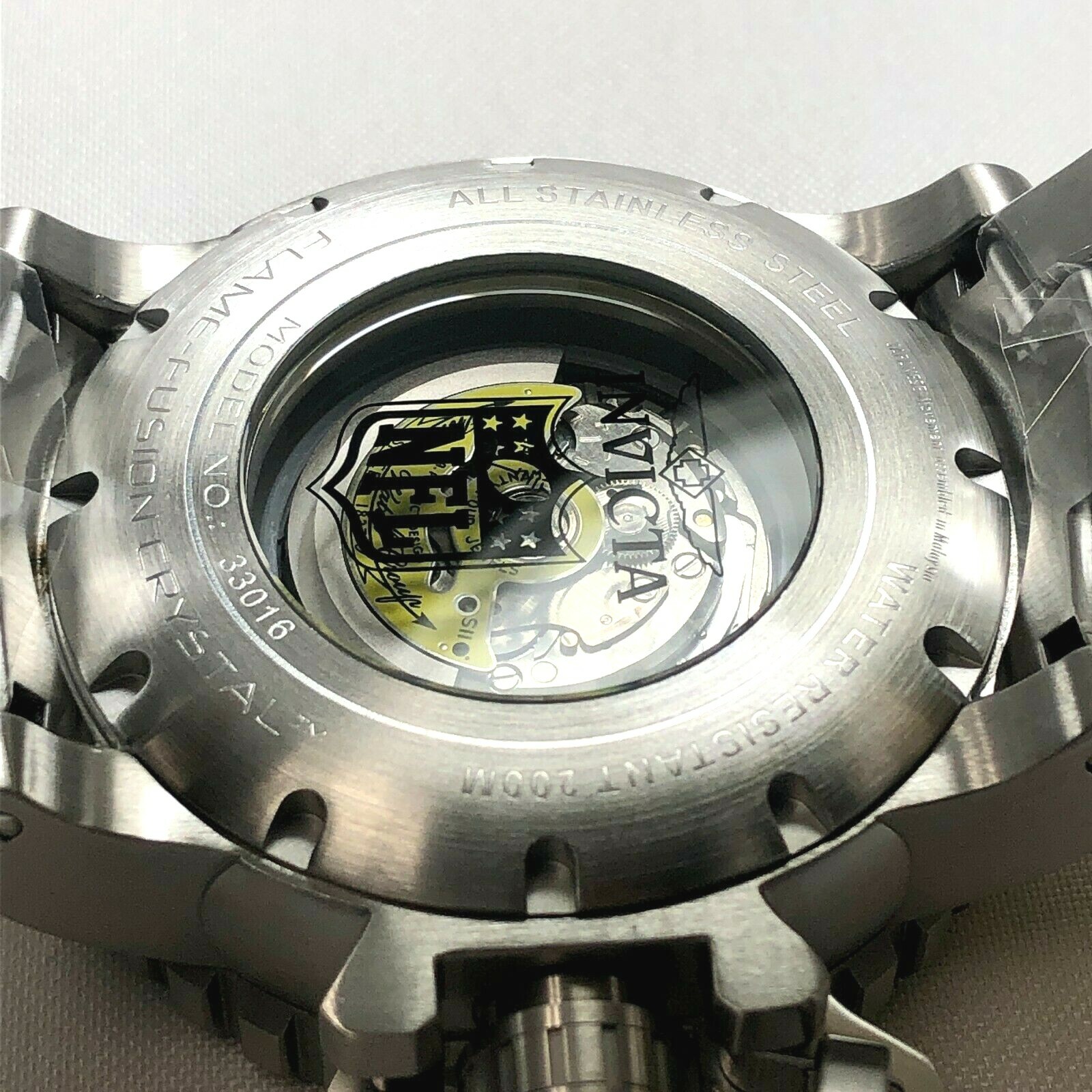 Pre-owned Invicta 33016 Nfl 58mm Sea Hunter Gen Ii Auto Bracelet Watch - La Chargers