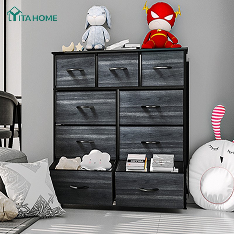 9 Drawers Dresser - Black Farmhouse Bedroom Furniture Storag