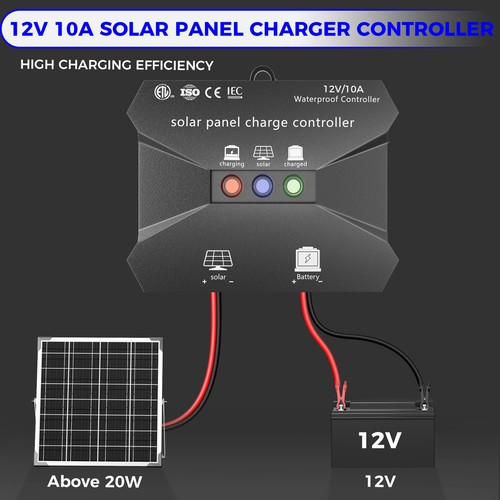 10A 12V Solar Charge Controller Waterproof Solar Intelligent Battery Regulator