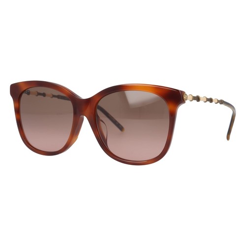 Pre-owned Gucci -gg0655sa 003 Cateye Sunglasses Havana/antique Gold Brown Gradient