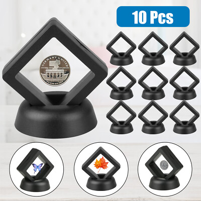 10Pcs 3D Floating Frame, Clear Film Jewelry Storage Box, Coin Display Case Stand