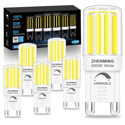 G9 LED Bulb Dimmable,5W Replace 50W-60W Halogen Equivalent,6 Packs COB G9 LED...