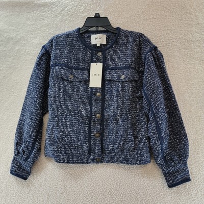Joie Malet Jacket Women's 2 Midnight Navy Multi Long Sleeve Button Closure