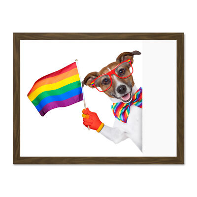 Jack Russel Gay Pride Framed Wall Art Print 18X24 In