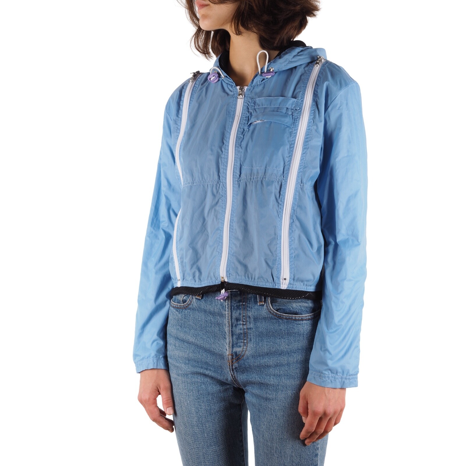 Armani Jeans Vintage Women's Blue Vented Logo Zip Hooded