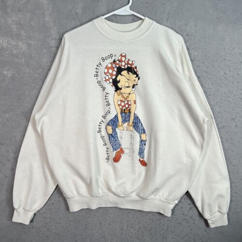Vintage 90s Betty Boop Sweater Adult XL White USA Made Sweatshirt Pullover Vintage 90s Betty Boop Sweater Adult XL White USA Made Sweatshirt Pullover
