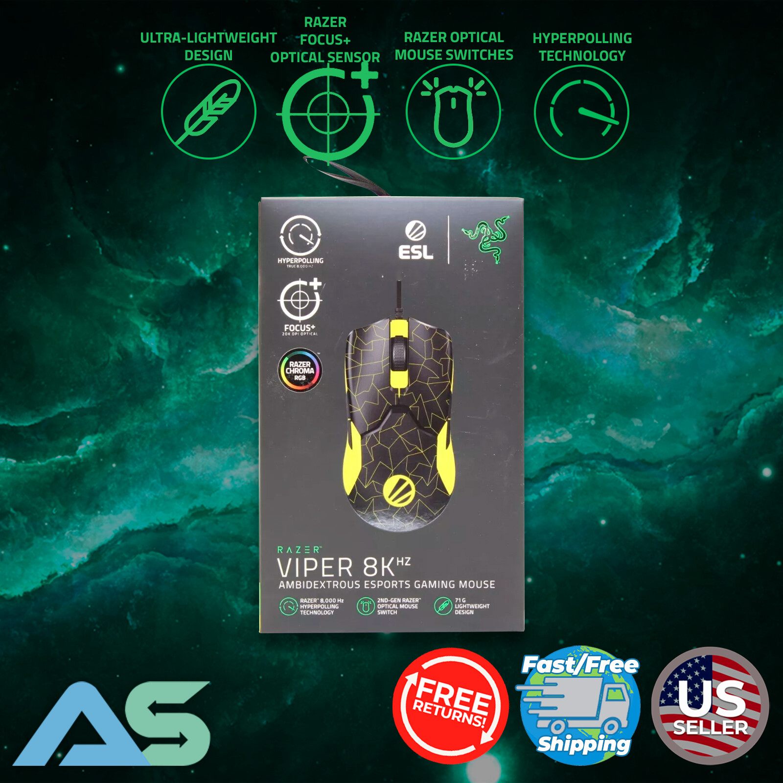 🐍 Razer RZ01-0358 Viper 8KHz 2nd Gen Ambidextrous Esports