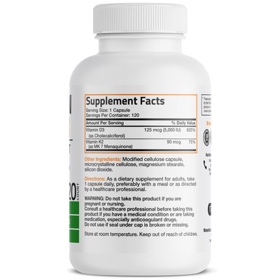 Vitamin K2 (MK7) w/ D3 Bone & Heart Health Non GMO & Gluten Free Easy to Swallow