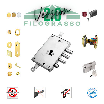 KIT SERRATURA PORTA BLINDATA A CILINDRO EUROPEO PER ATRA DIERRE 3 PERNI