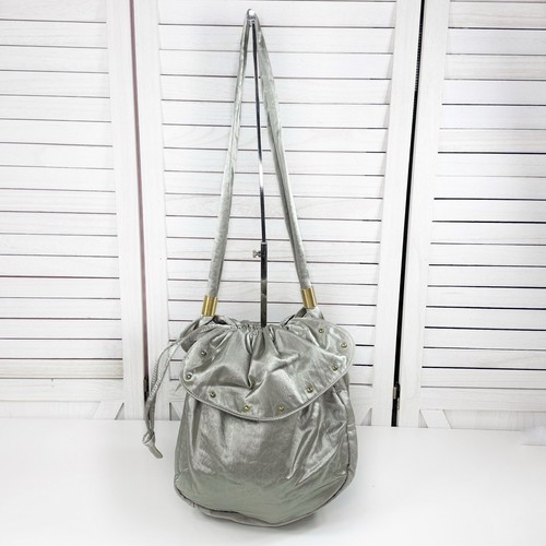 バッグ Lily Lily Y2K Satin Studded Drawstring Hobo Shoulder Bag Sage