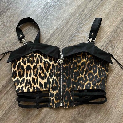 killstar SHES CAGEY LEOPARD CROP TOP