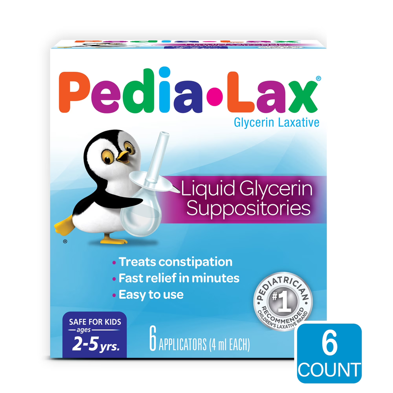 Laxative Liquid Glycerin Suppositories for Kids, Ages 2-5, 6 Count