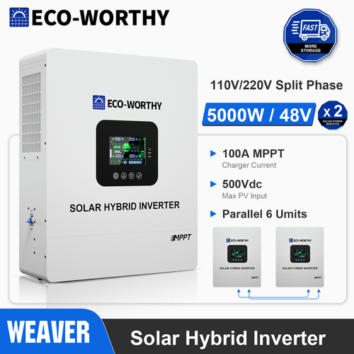 10KW Solar Hybrid Inverter 48V DC 120V-240V AC Split Phase Power Inverter MPPT
