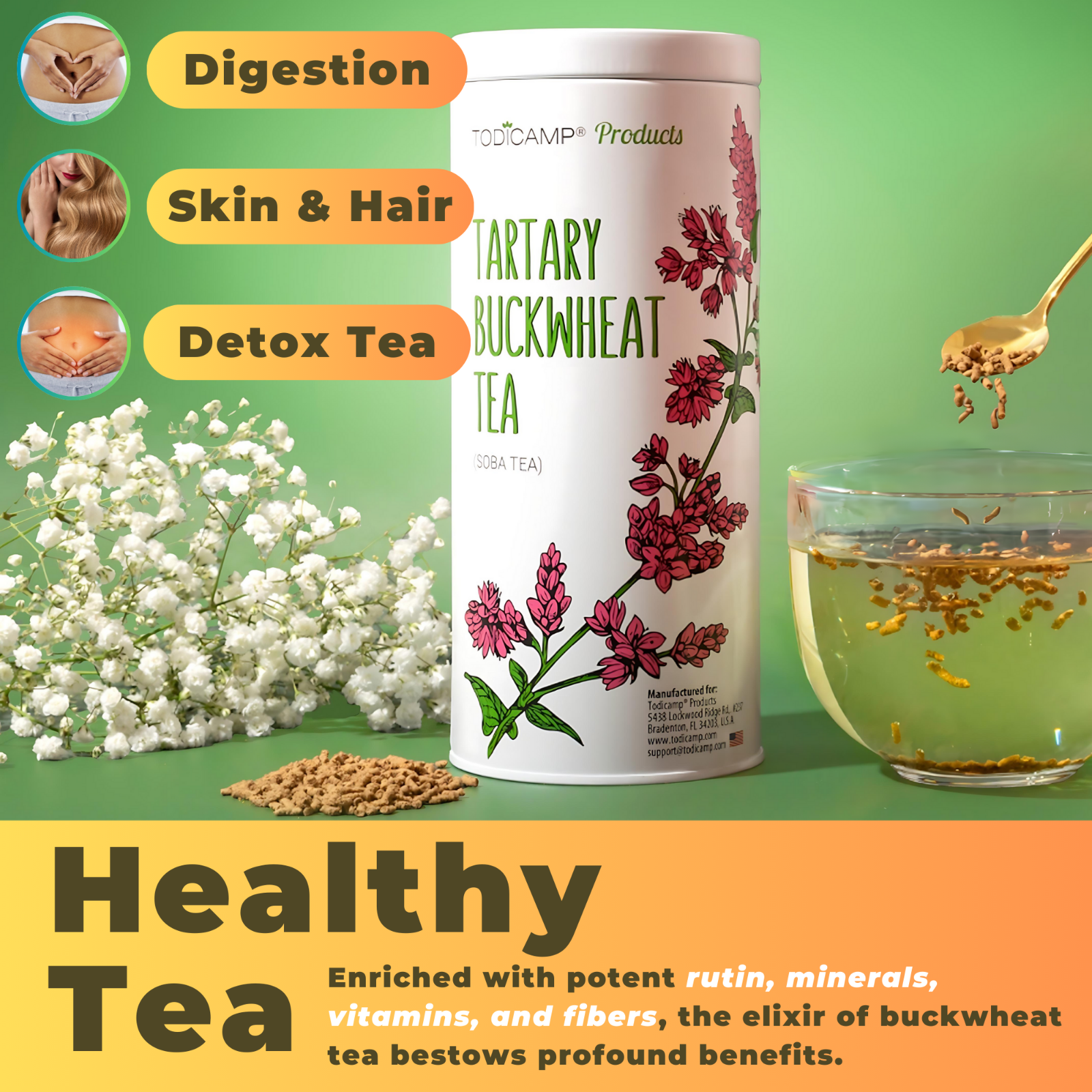 Todicamp Tartary Buckwheat Tea (Soba Cha) - Detox and Digestive Tea