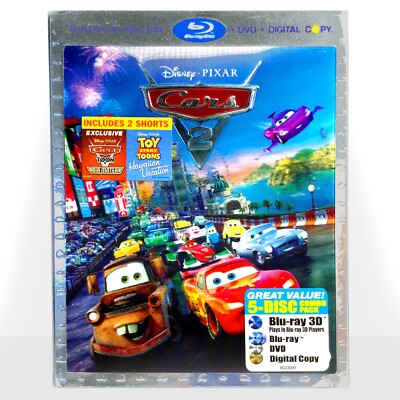 Cars 2 (5-Disc 3D & 2D Blu-ray/DVD, 2011,Inc. Digital Copy) Brand New w/ Slip !