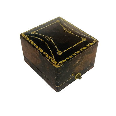 Antique Jewelry Ring Box / Case with push Button ,