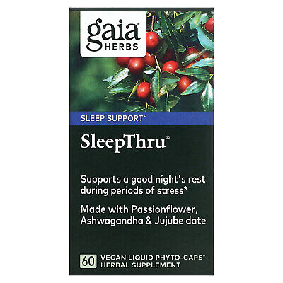 Gaia Herbs SleepThru 60 вегетарианских жидких фито-капсул без молочных продуктов, без глютена,