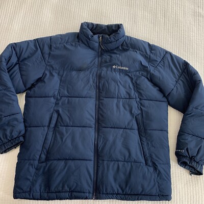 COLUMBIA OMNI HEAT Mens Size L Heavy Winter Puffer Jacket Blue
