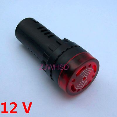 12V AC DC Red LED Anticipated Signal Lamp Alarm Indicator Light Flash Buzzer
