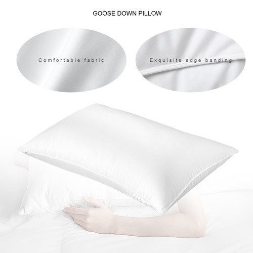 2/4 Pack Luxury Goose Down Pillow Queen Size Feather Pillow Insert Soft Support