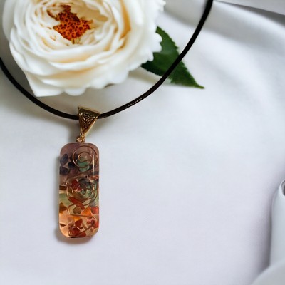 Natural Stone Orgonite Pendant 7 Chakra Healing Energy Reiki Unisex Necklace