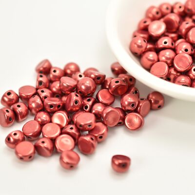 Cabochon 7mm 2-Hole - Sueded Gold Colors, Choose Color - (25 beads) CzechMates