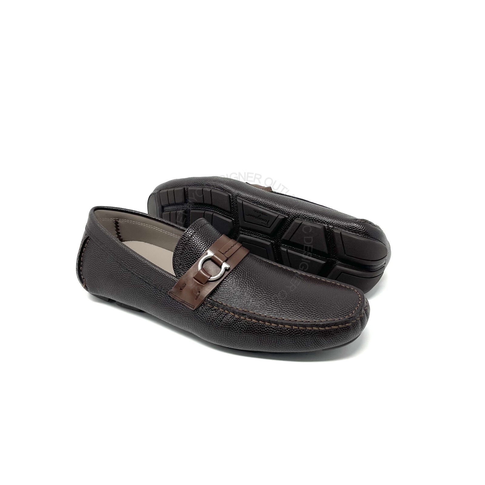 Pre-owned Ferragamo Salvatore  Remar Brown Driver Leather Shoe Sizes 8-13