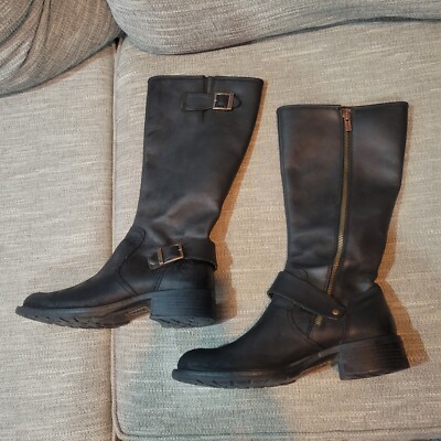 timberland 70395 knee high biker black leather zip up boots women s 85w 334713274357