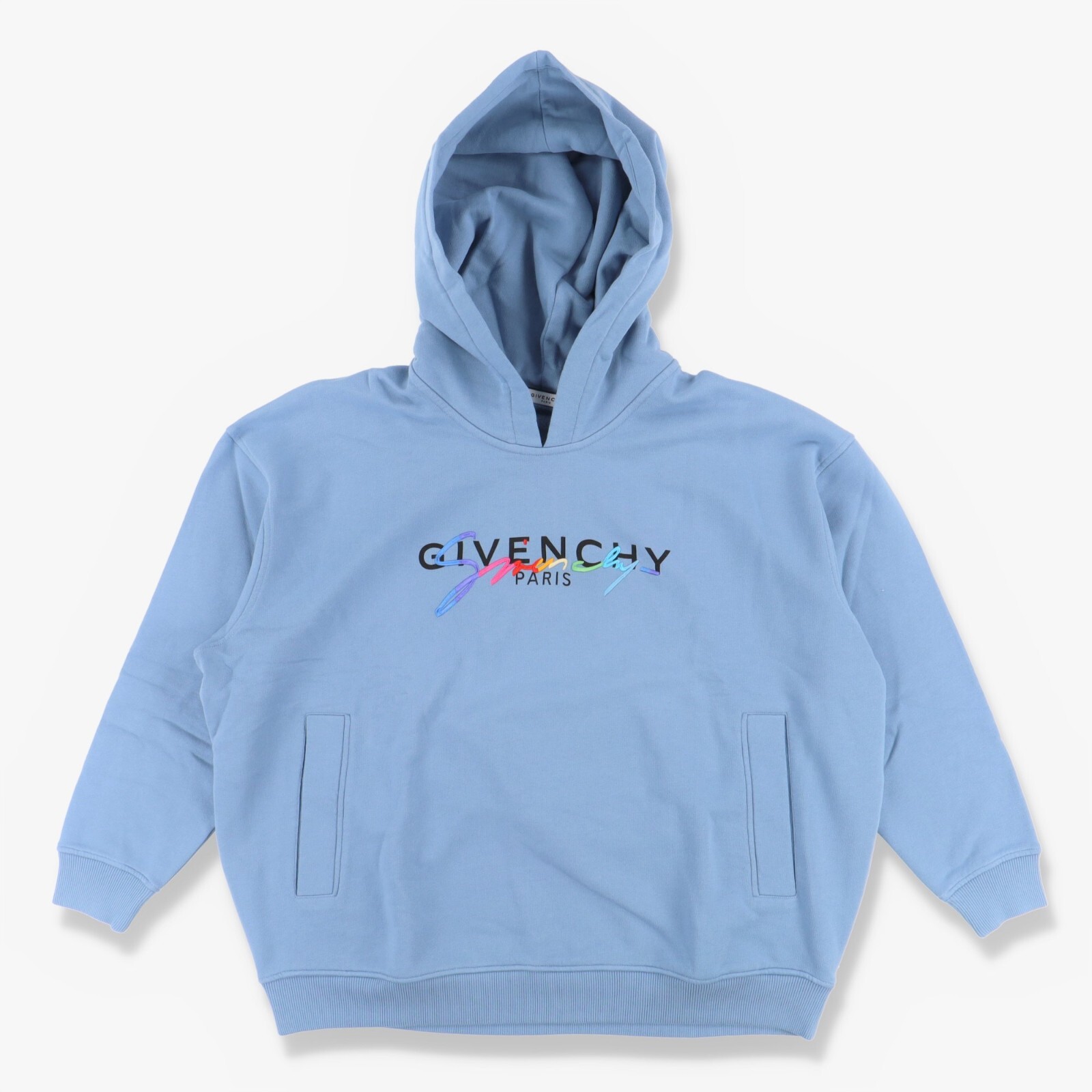 Givenchy Baby Blue Rainbow Signature Logo Hoodie | Size XS Oversized fit  FW19 | eBay