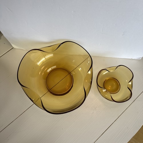 Vintage Anchor Hocking Chip and Dip Set Retro Honey Gold