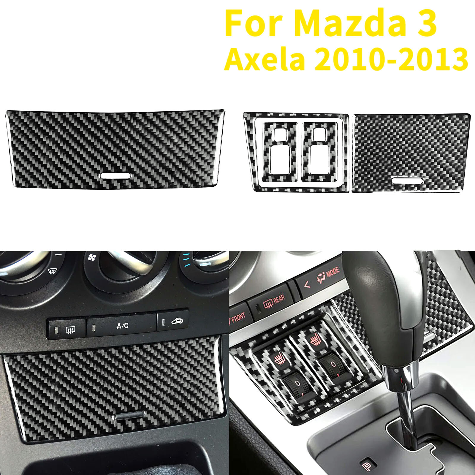 Center Console Storage Carbon Fiber Cover Overlay For Mazda 3