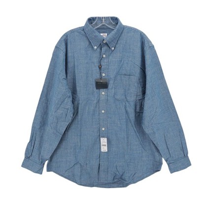 NWT BROOKS BROTHERS Chambray Shirt Traditional Fit 100% Cotton Indigo Blue LARGE