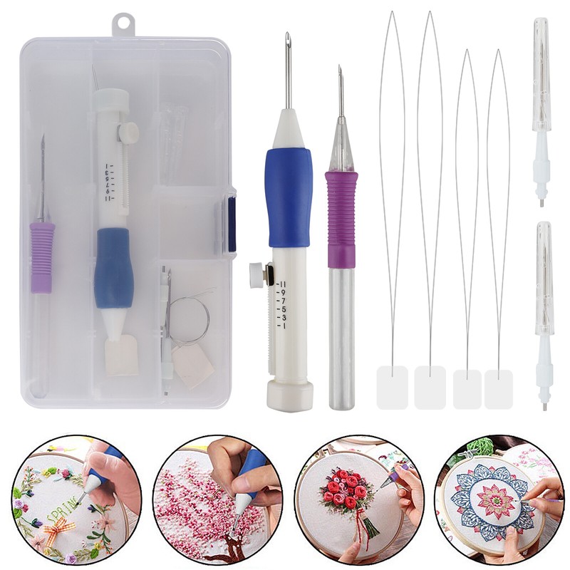 DIY Punch Needle Magic Embroidery Pen Set Stitching Thread Tool