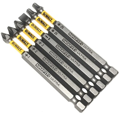 PH1 PH2 SL8 T25 3.5 in DEWALT MAXFIT Ultra 6 Pc Bit Set IMPACT READY NEW