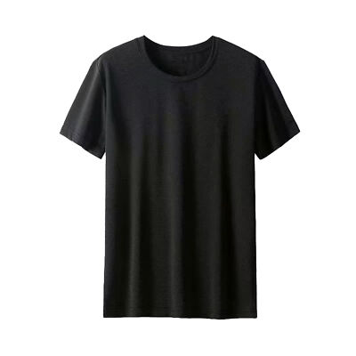 Men Ice Silk T-shirt Seamless Solid Color O-neck Short Sleeve Tops Undershirt